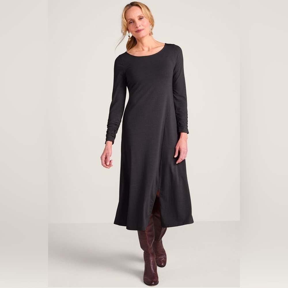 Soft Surroundings Shirred Long Sleeve Knit Dress Lagenlook Large